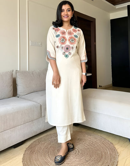 Khadi Minimalist Formal Kurta Set- Gulabi Paridhan