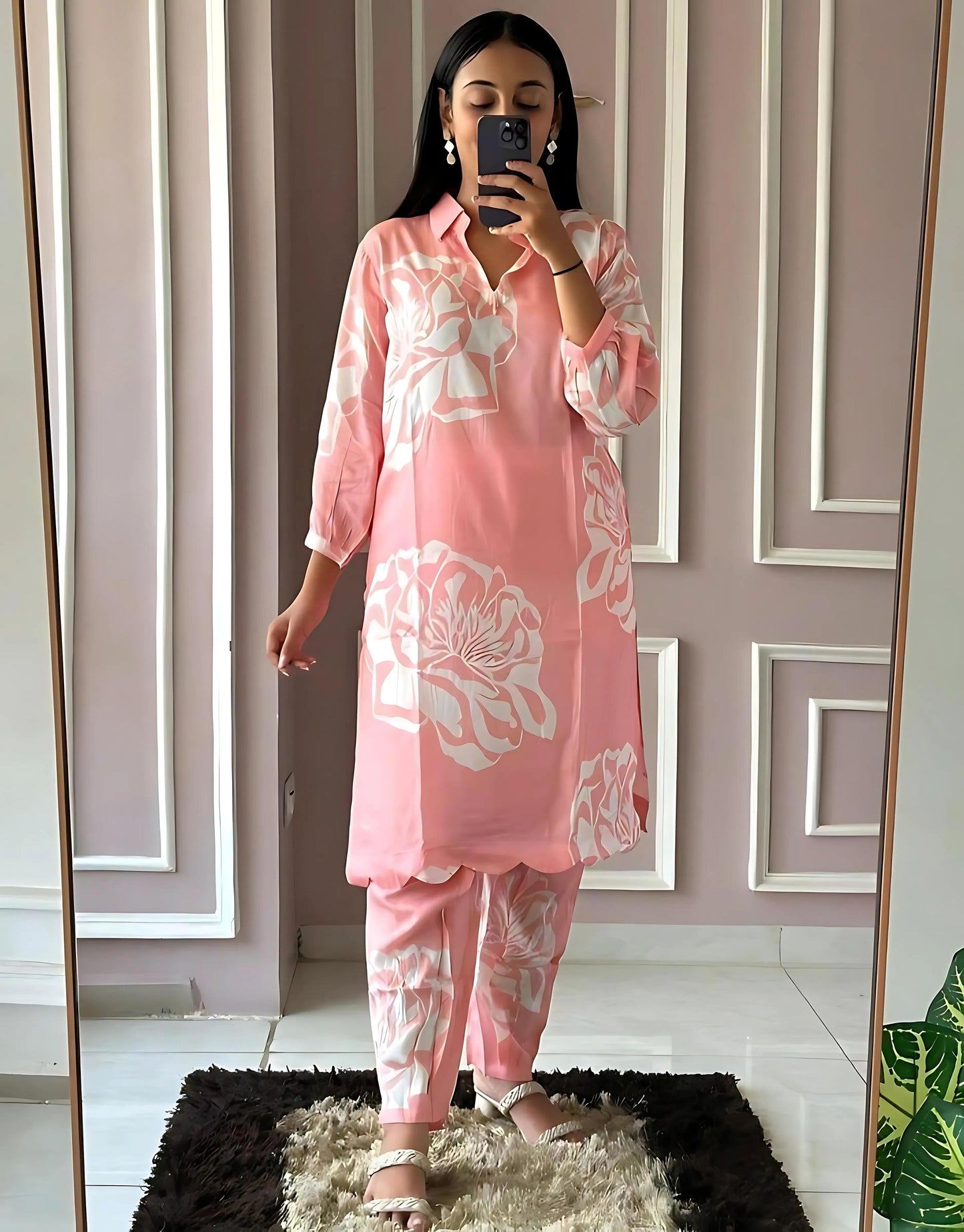 Floral Symphony Coord Set-Gulabi Paridhan