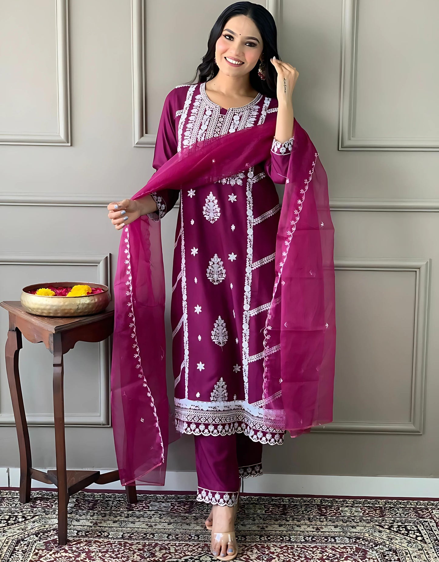 Festive Charm: Heavy Kurta Set with Stylish Designer Dupatta