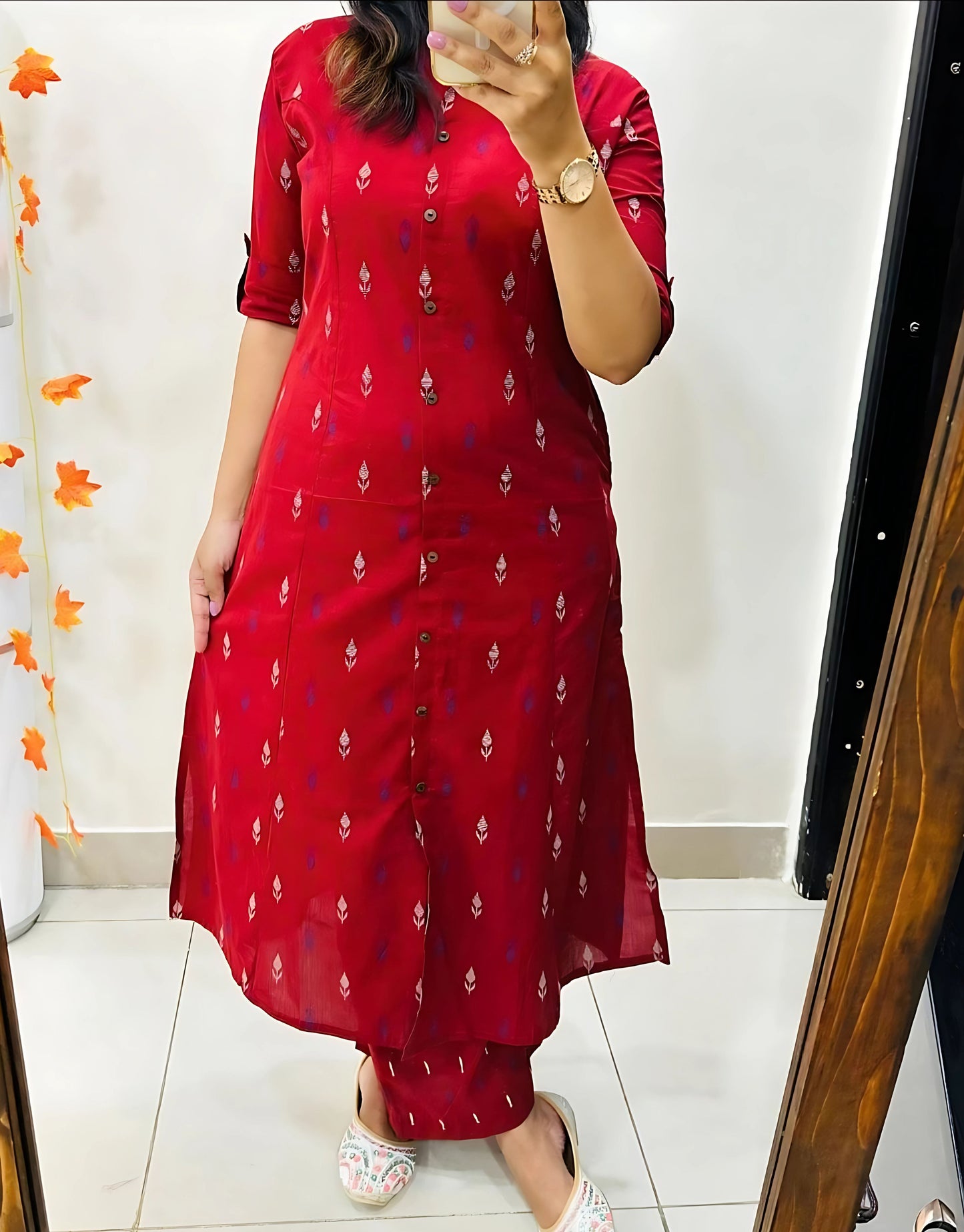 Ridhvi Printed Cotton Aline Kurtis -Gulabi Paridhan