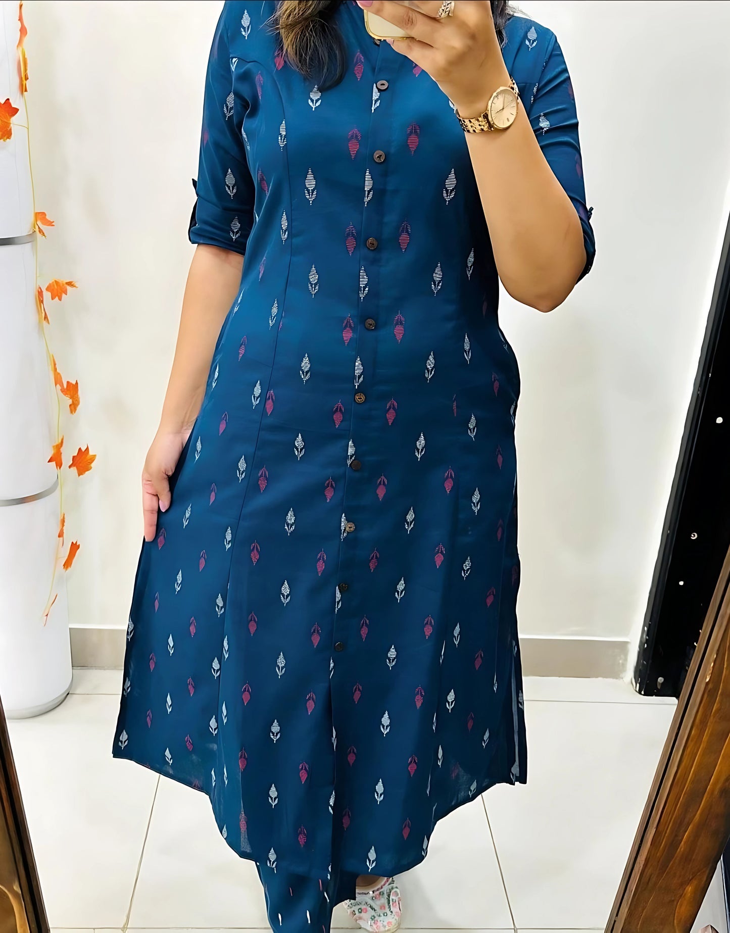 Ridhvi Printed Cotton Aline Kurtis -Gulabi Paridhan