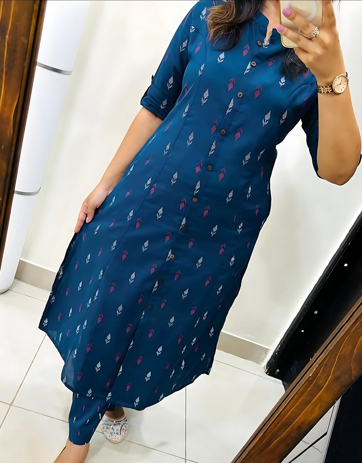 Ridhvi Printed Cotton Aline Kurtis -Gulabi Paridhan