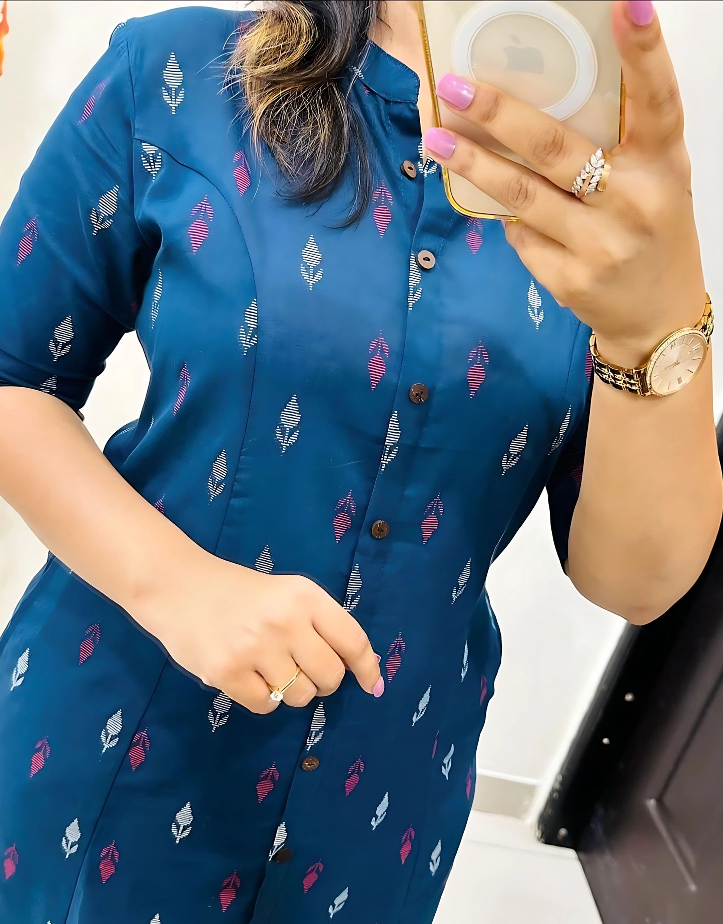 Ridhvi Printed Cotton Aline Kurtis -Gulabi Paridhan