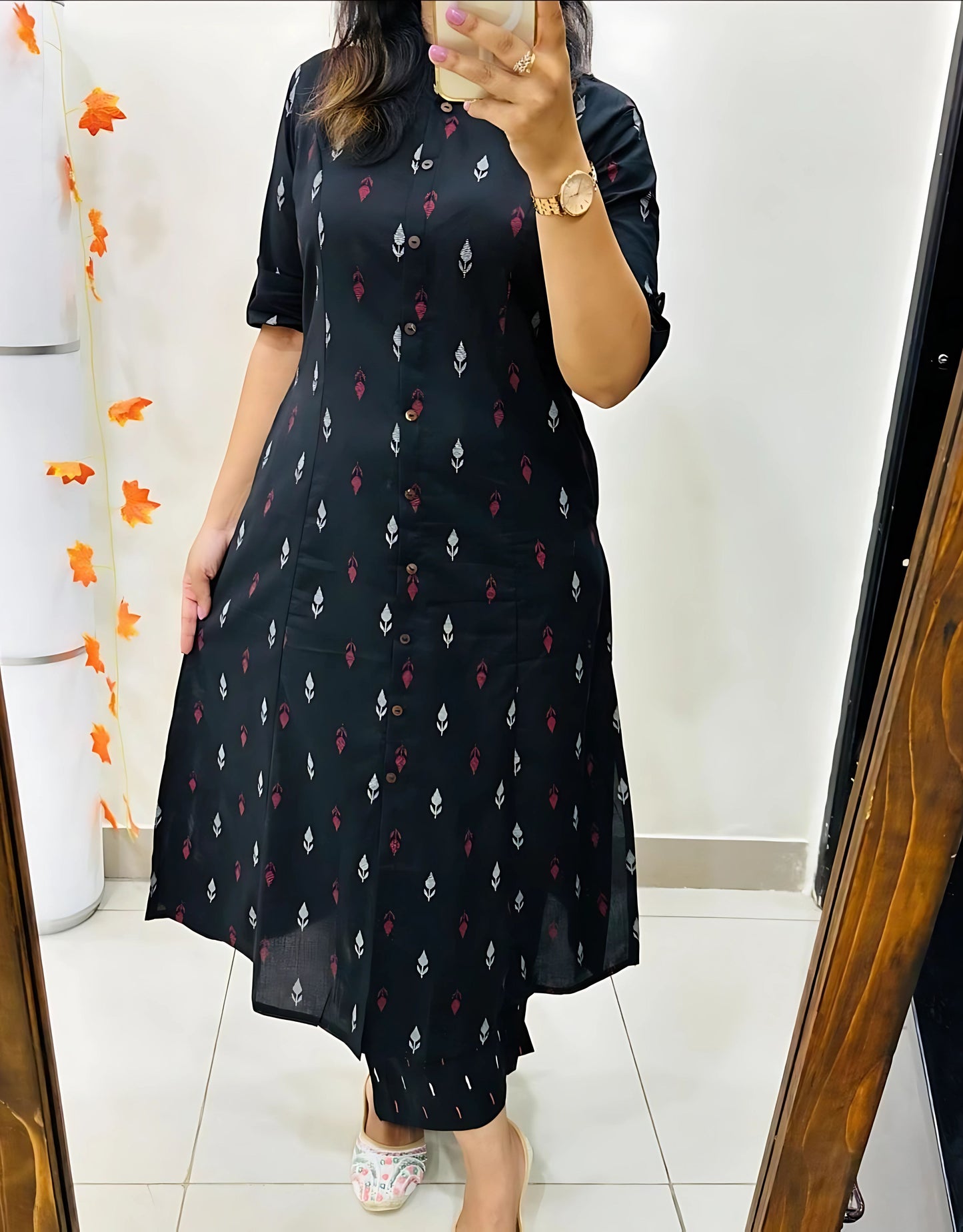 Ridhvi Printed Cotton Aline Kurtis -Gulabi Paridhan