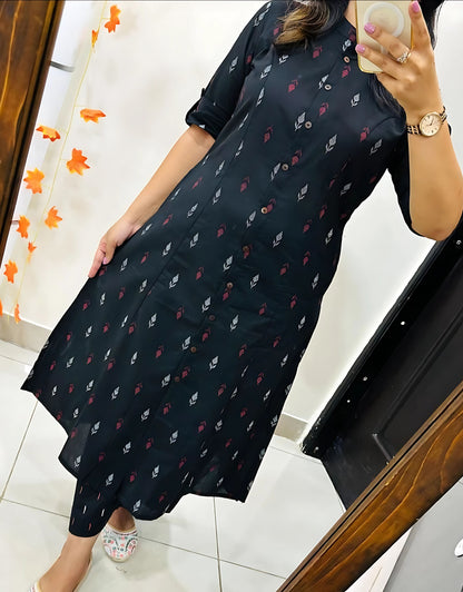 Ridhvi Printed Cotton Aline Kurtis -Gulabi Paridhan