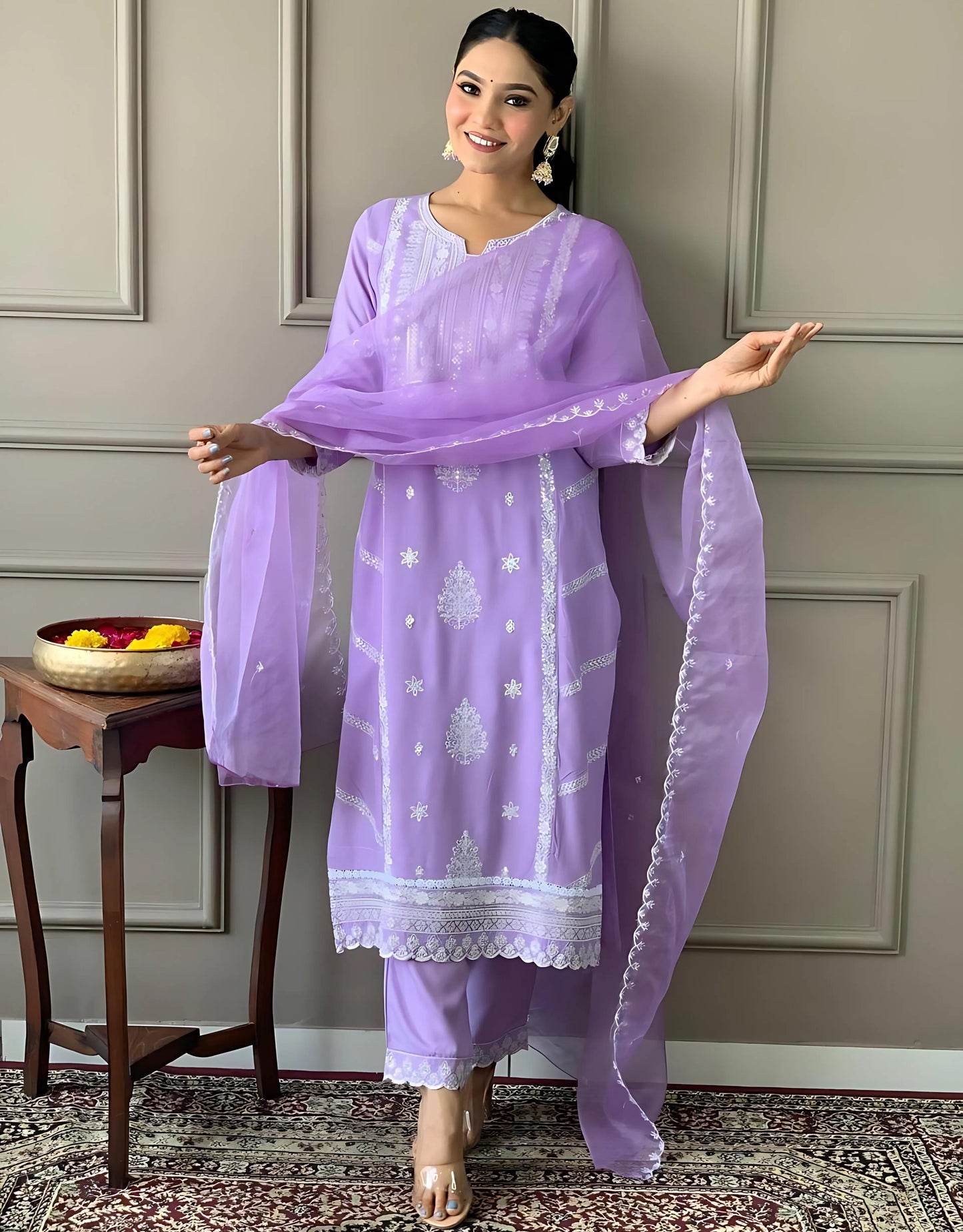 Festive Charm: Heavy Kurta Set with Stylish Designer Dupatta