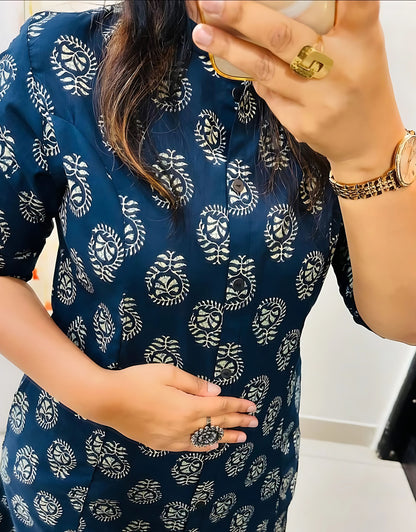 Sophisticated Blue Aline Kurta Set- Gulabi Paridhan
