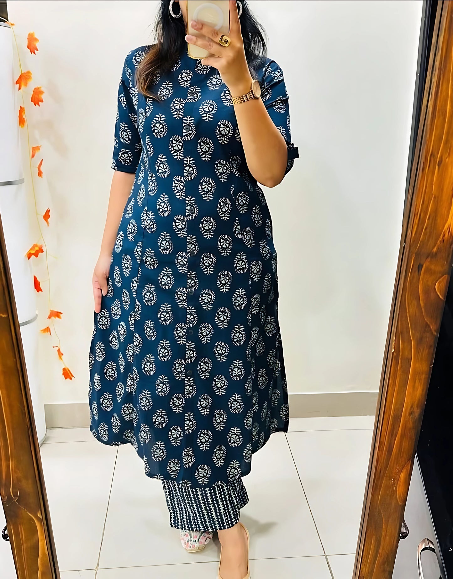 Sophisticated Blue Aline Kurta Set- Gulabi Paridhan