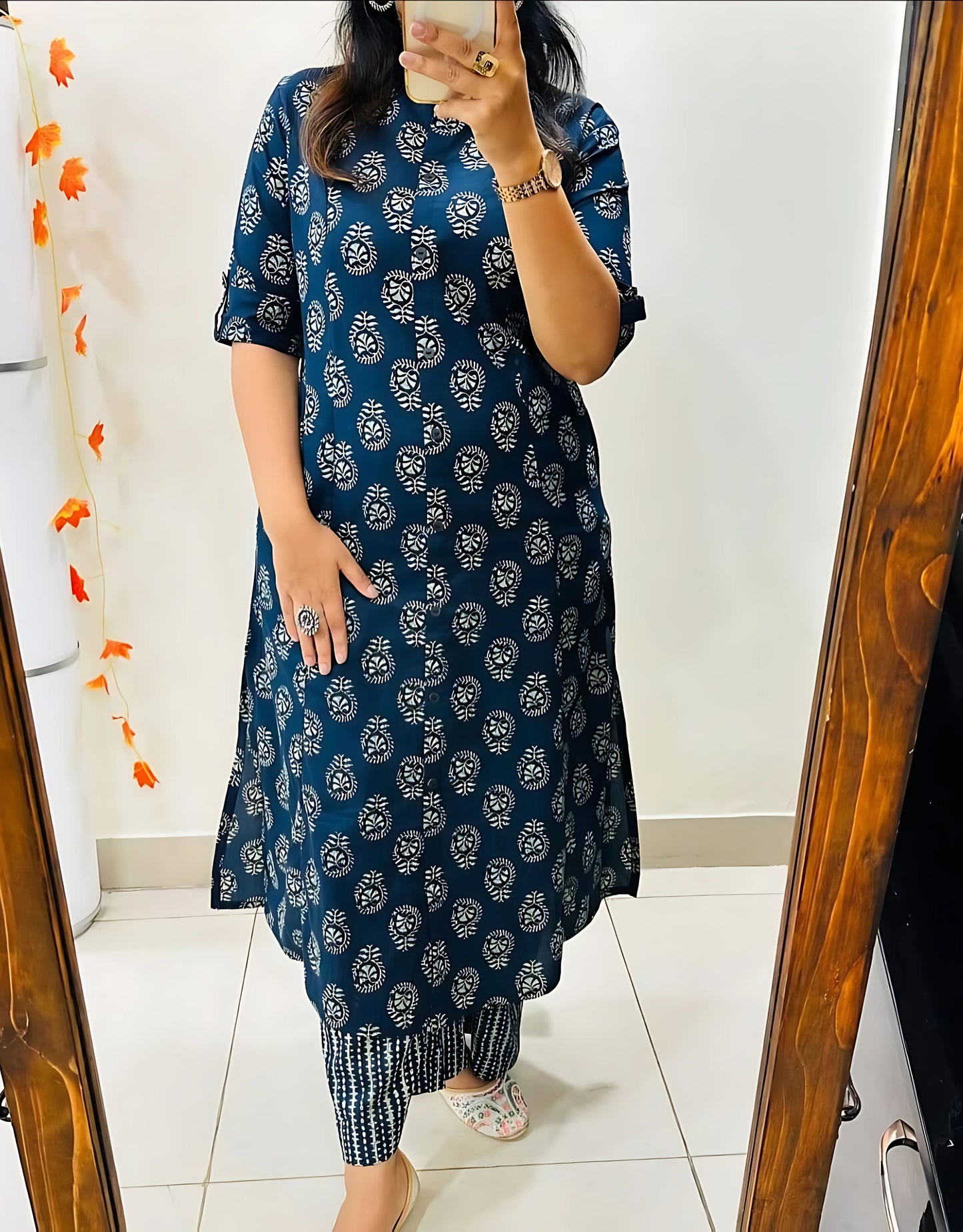 Sophisticated Blue Aline Kurta Set- Gulabi Paridhan