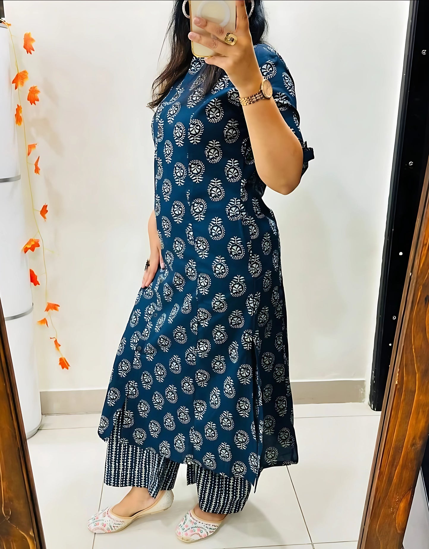 Sophisticated Blue Aline Kurta Set- Gulabi Paridhan