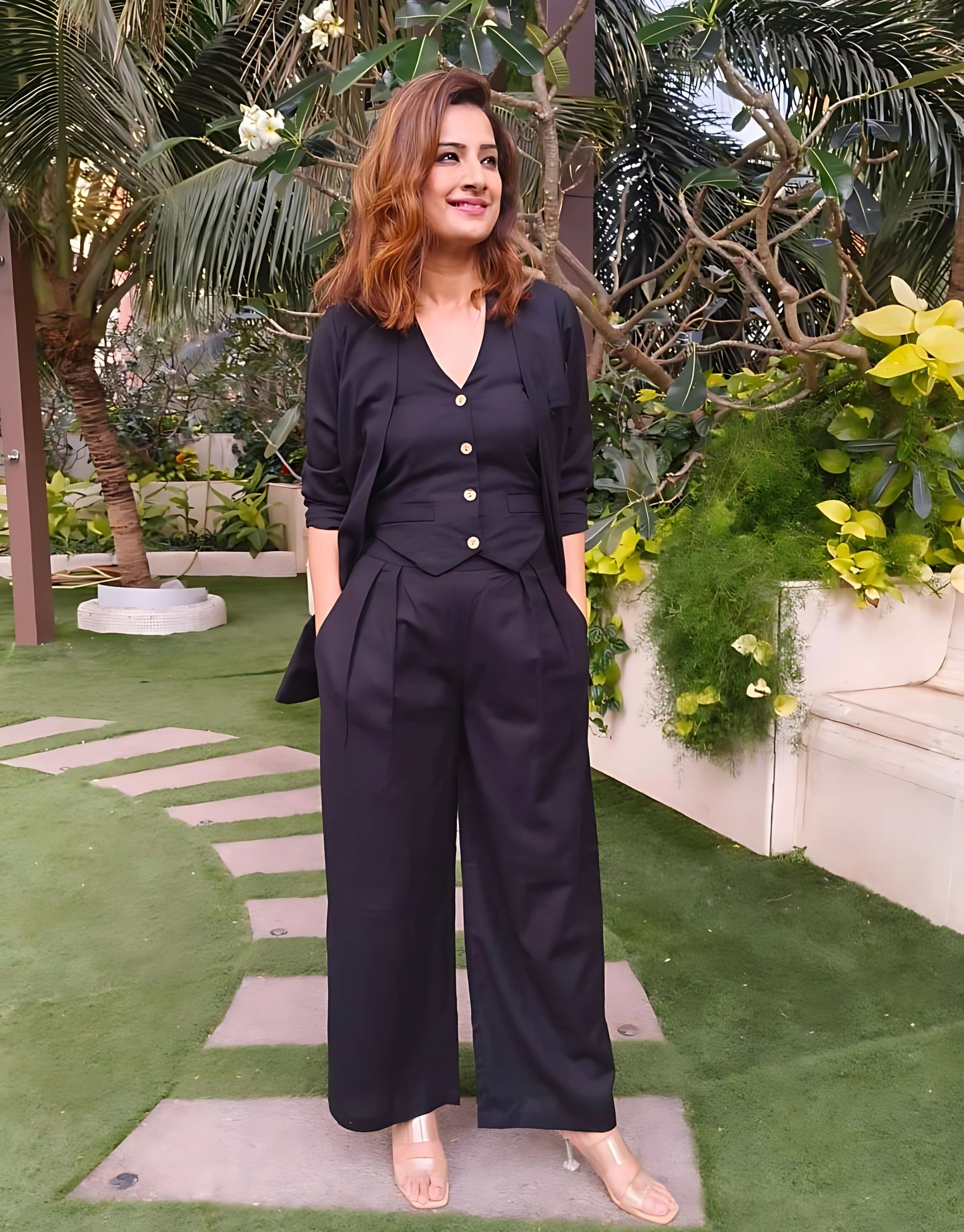 Boss Lady Waist Coat Pant Blazer Set- Gulabi Paridhan