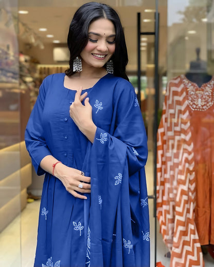 Ria Floral Designer Aline Kurta Set- Gulabi Paridhan