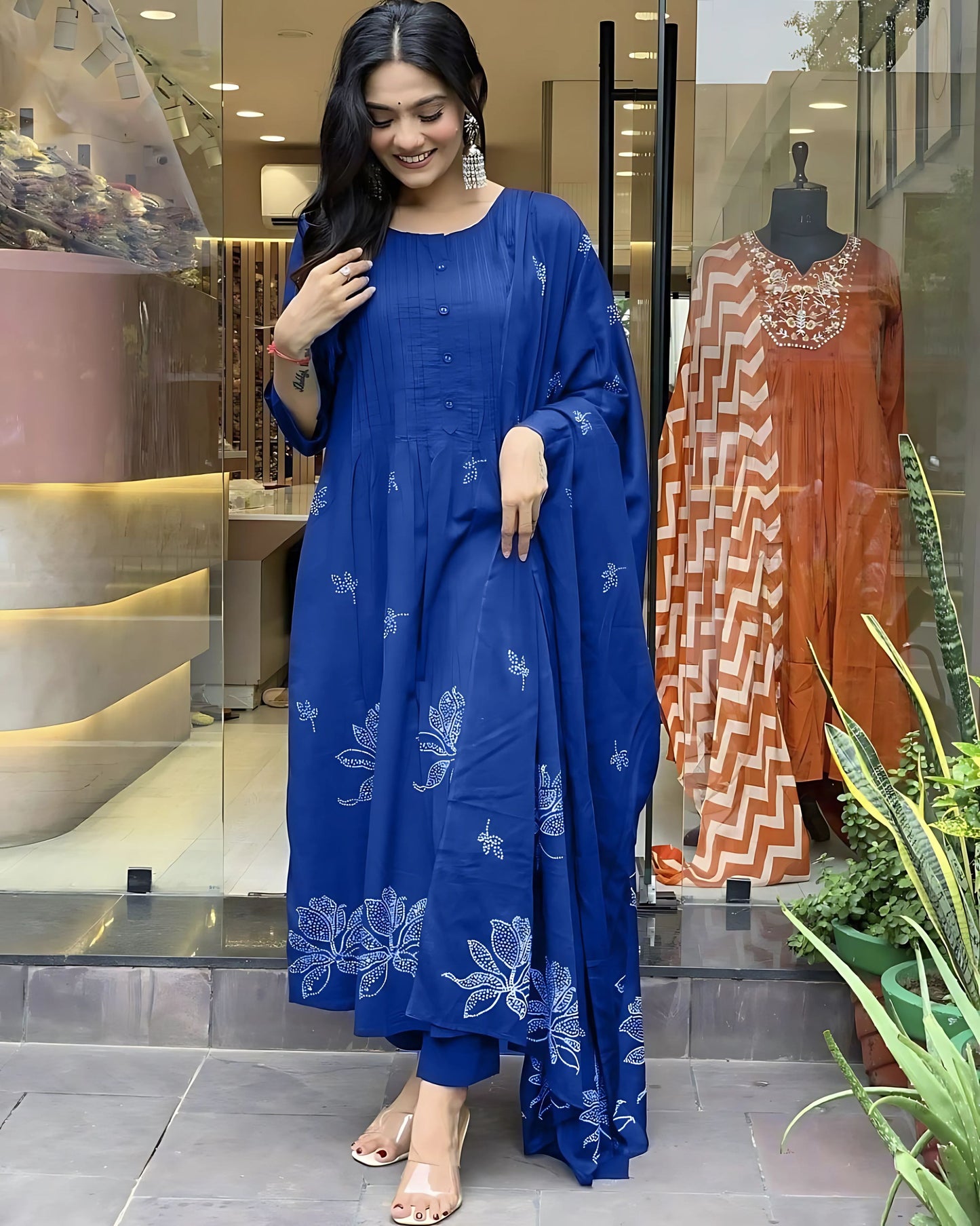 Ria Floral Designer Aline Kurta Set- Gulabi Paridhan