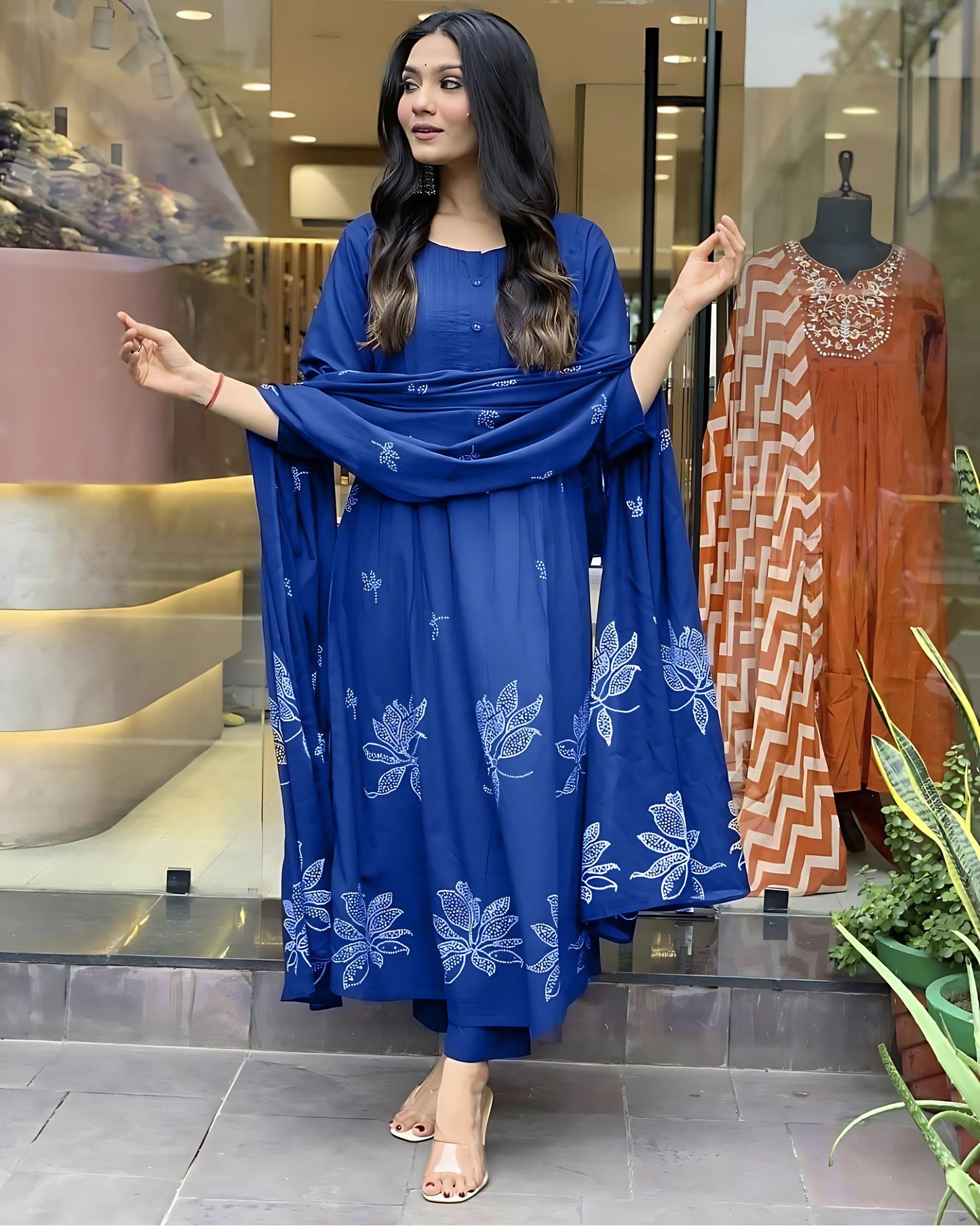 Ria Floral Designer Aline Kurta Set- Gulabi Paridhan
