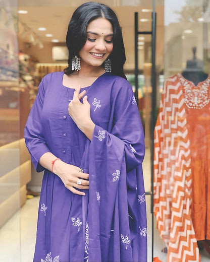Ria Floral Designer Aline Kurta Set- Gulabi Paridhan