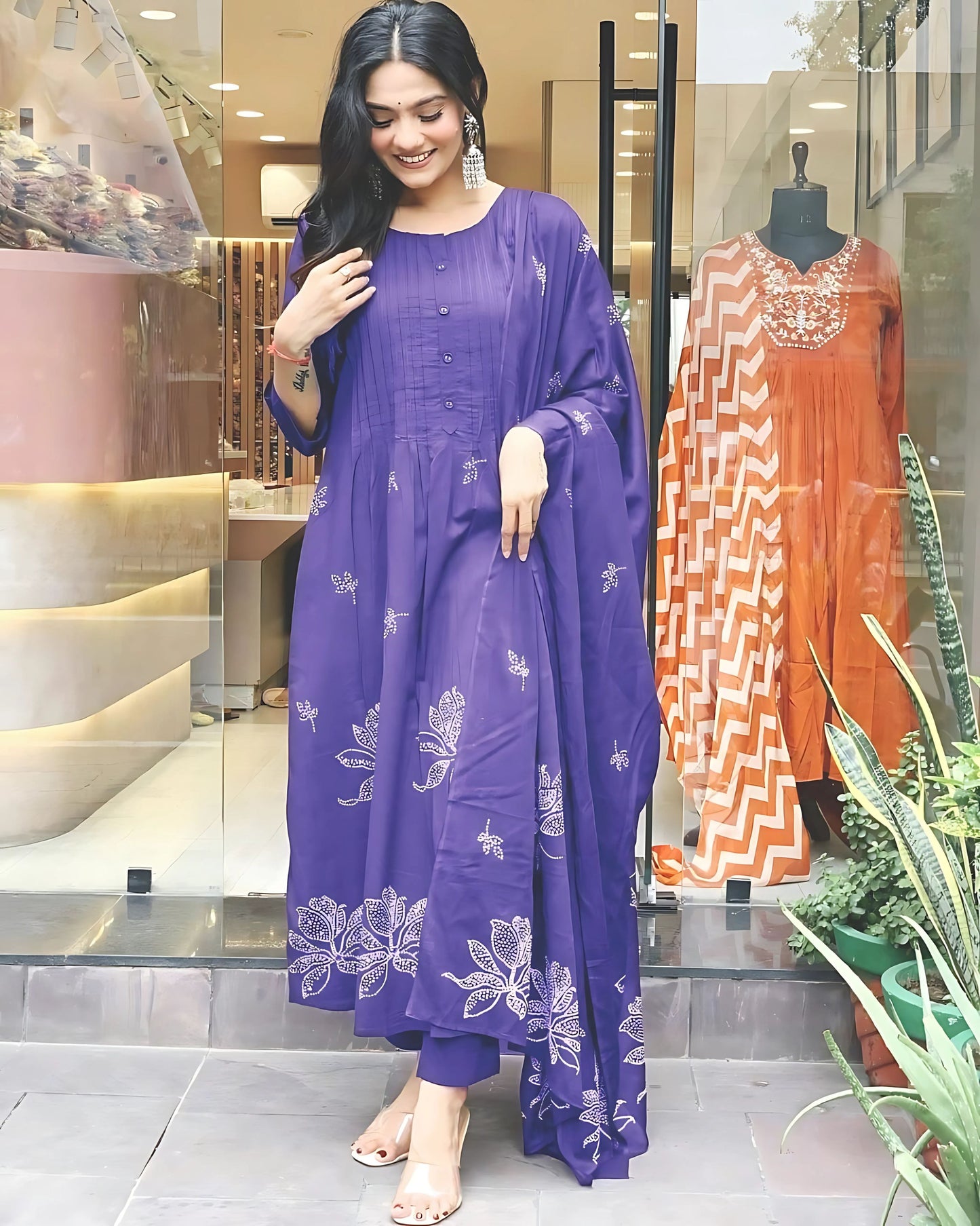 Ria Floral Designer Aline Kurta Set- Gulabi Paridhan