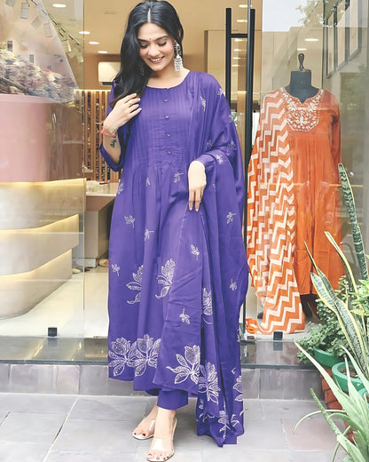 Ria Floral Designer Aline Kurta Set- Gulabi Paridhan