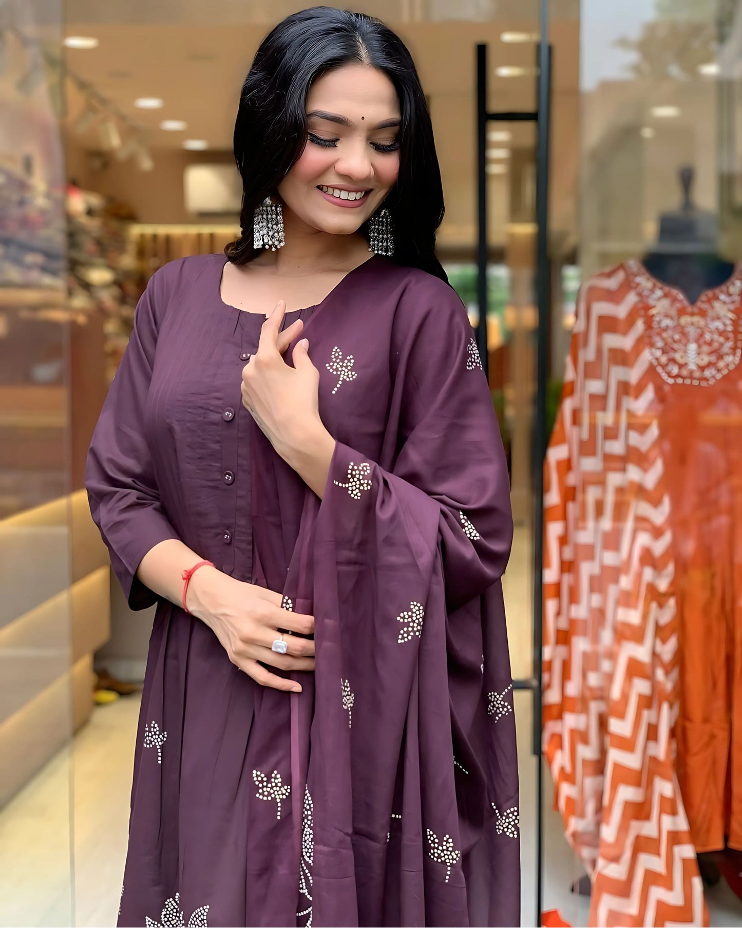 Ria Floral Designer Aline Kurta Set- Gulabi Paridhan