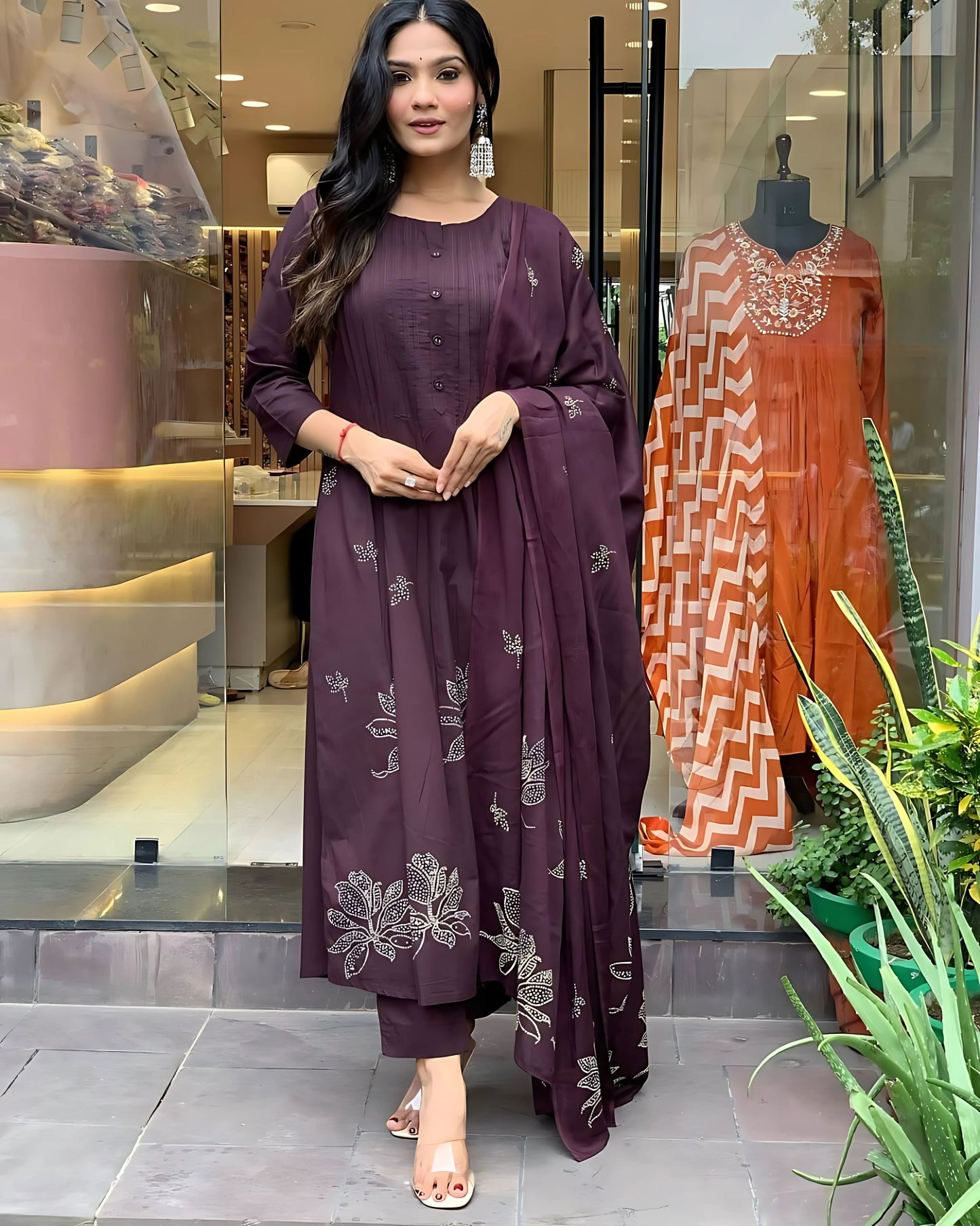 Ria Floral Designer Aline Kurta Set- Gulabi Paridhan