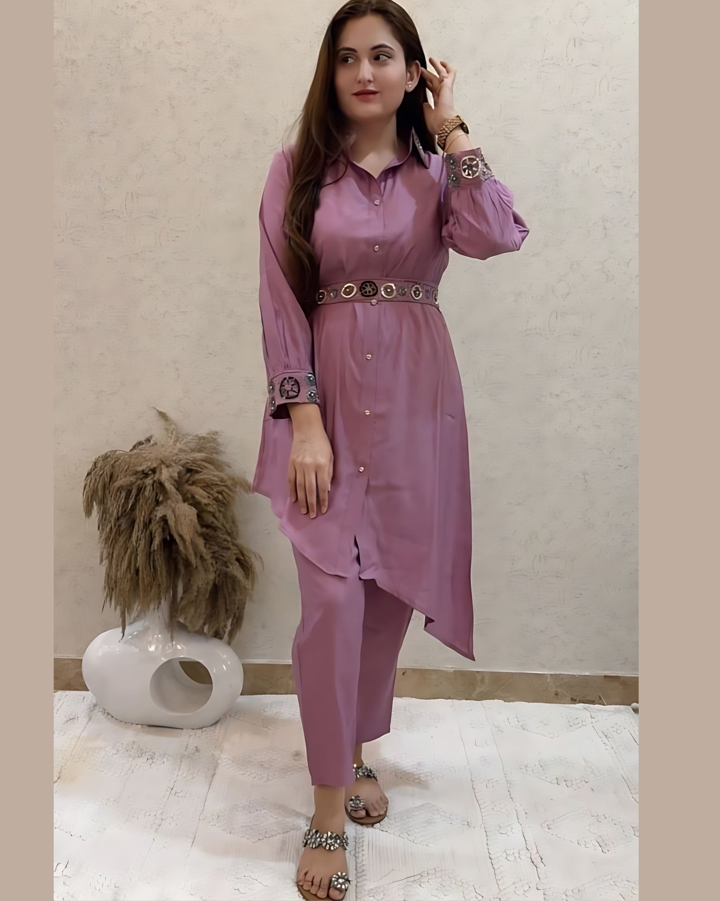 Shruti Indo Western Party Wear Coord Dress- Gulabi Paridhan