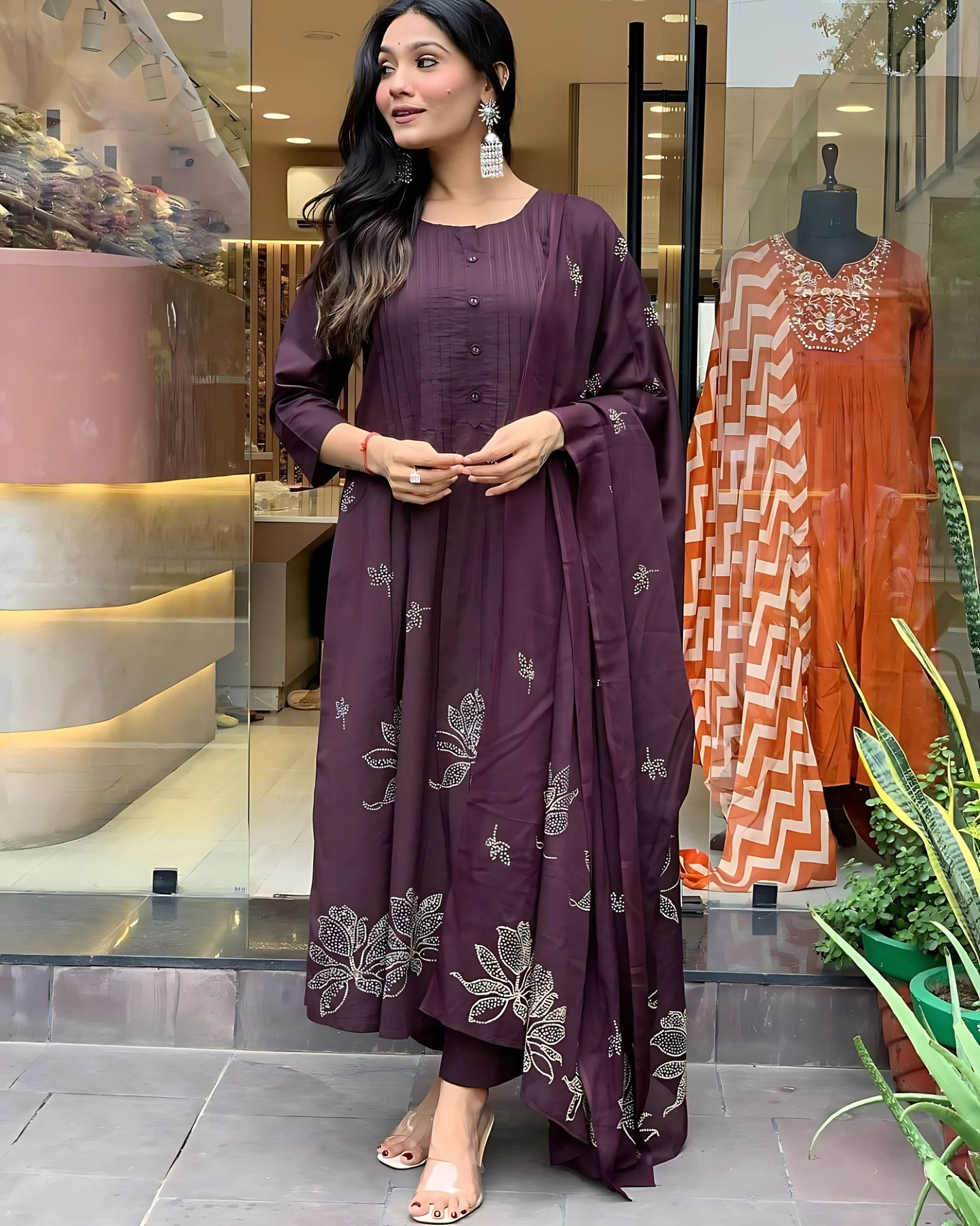 Ria Floral Designer Aline Kurta Set- Gulabi Paridhan