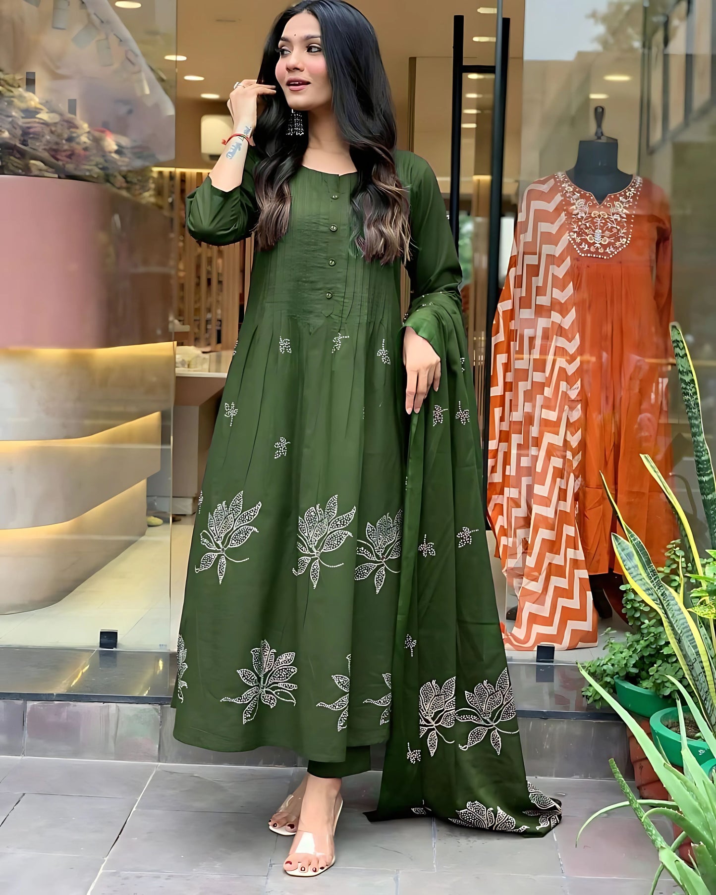 Ria Floral Designer Aline Kurta Set- Gulabi Paridhan