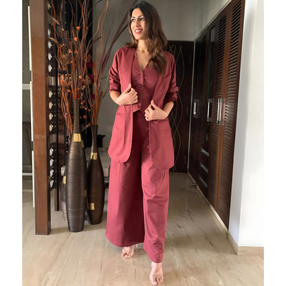Boss Lady Waist Coat Pant Blazer Set- Gulabi Paridhan