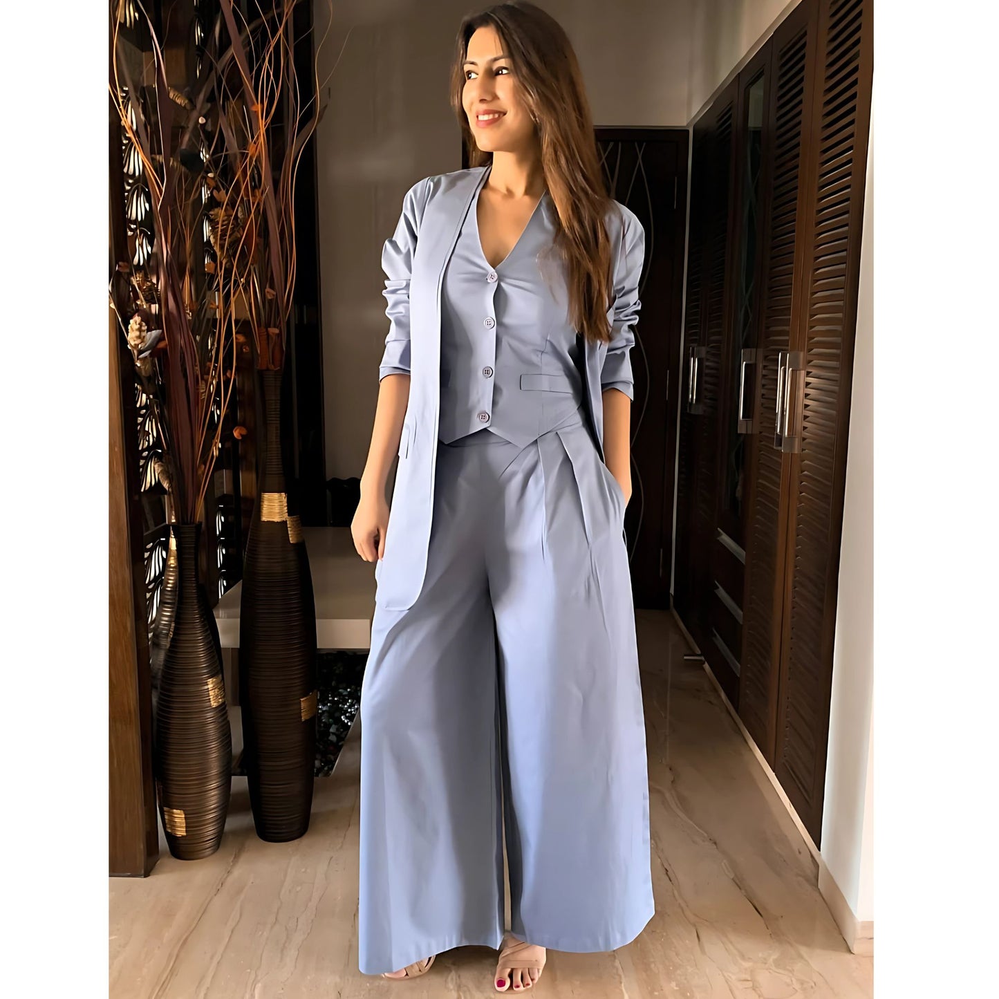 Boss Lady Waist Coat Pant Blazer Set- Gulabi Paridhan