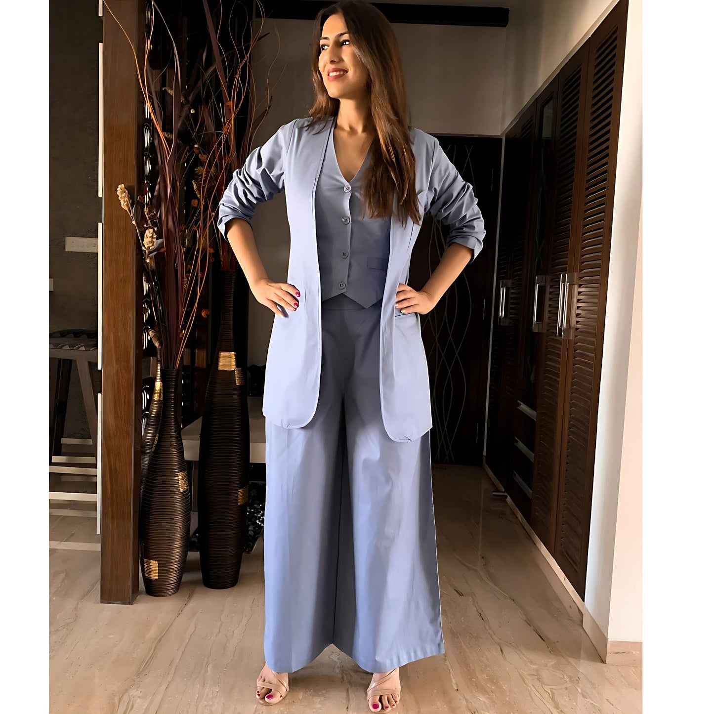 Boss Lady Waist Coat Pant Blazer Set- Gulabi Paridhan