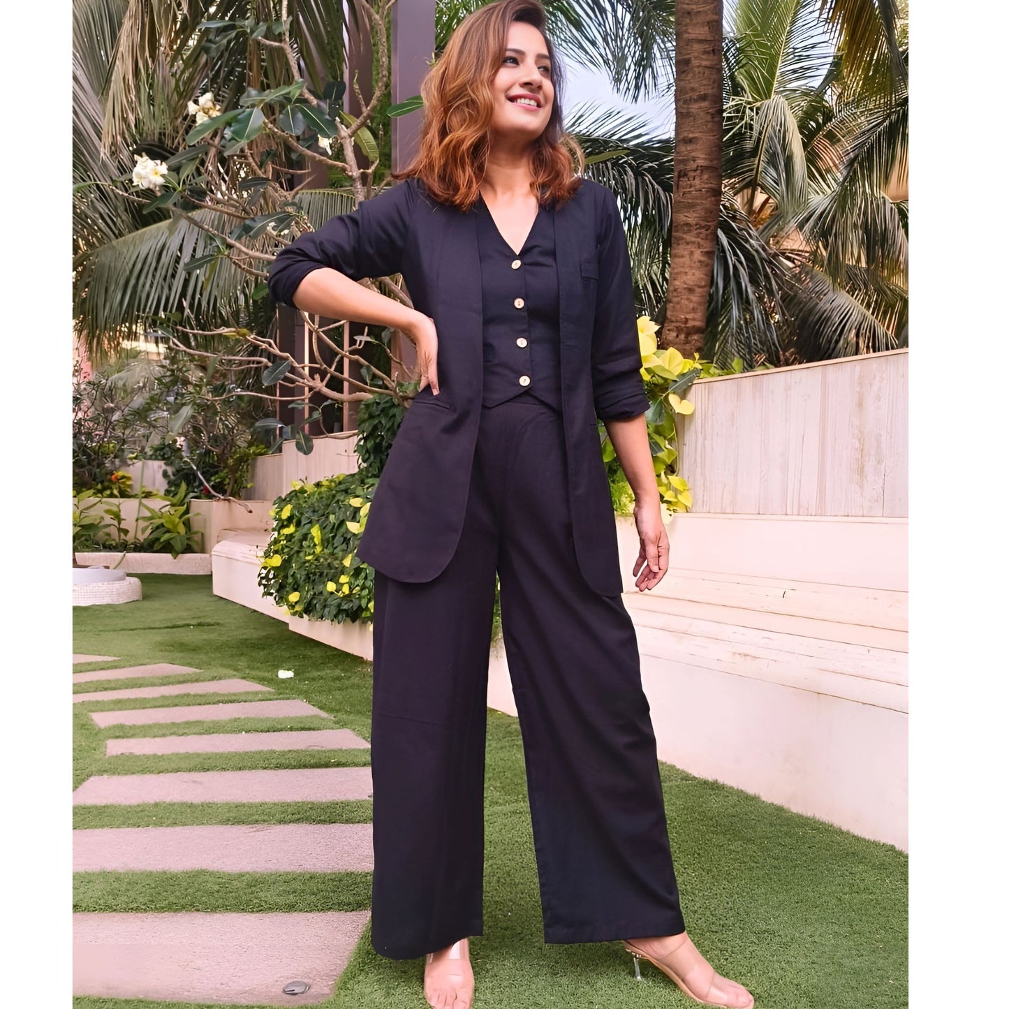 Boss Lady Waist Coat Pant Blazer Set- Gulabi Paridhan