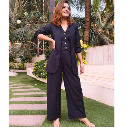 Boss Lady Waist Coat Pant Blazer Set- Gulabi Paridhan