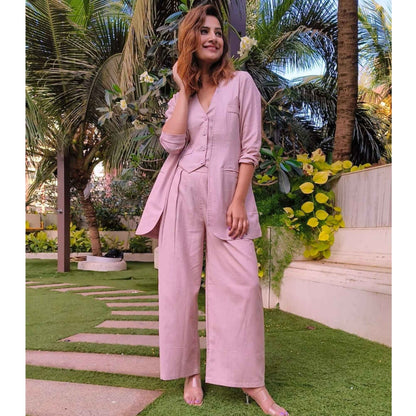 Boss Lady Waist Coat Pant Blazer Set- Gulabi Paridhan