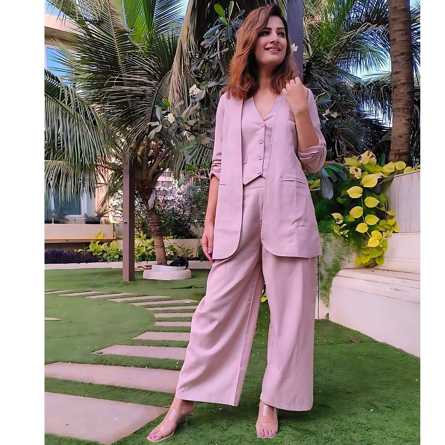 Boss Lady Waist Coat Pant Blazer Set- Gulabi Paridhan