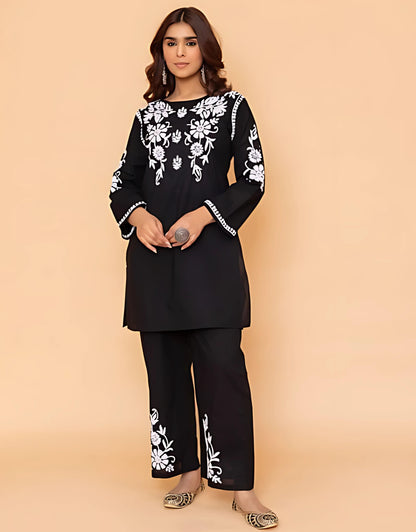 Naisha Zed Black Embroidered Coord Set- Gulabi Paridhan