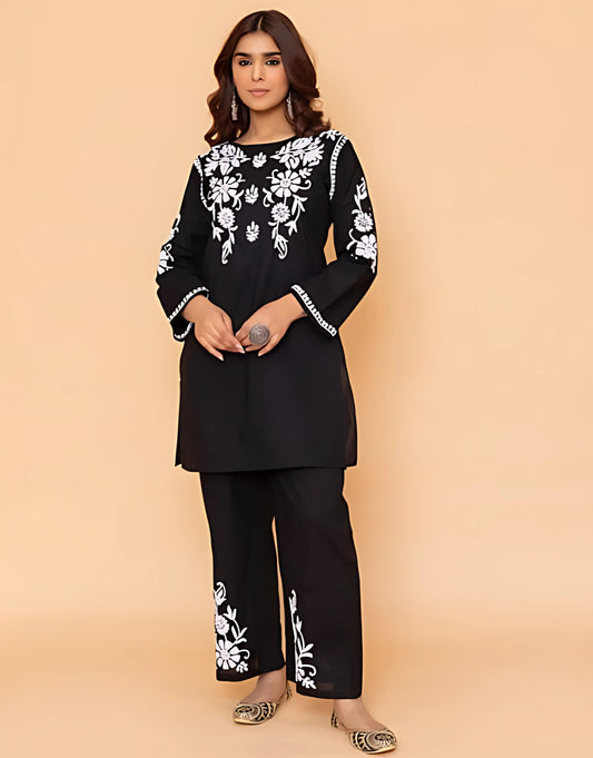 Naisha Zed Black Embroidered Coord Set- Gulabi Paridhan