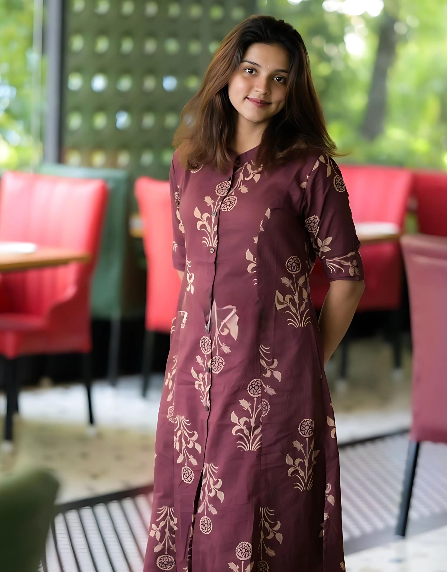 Charvi Blockprint Aline Kurti Coord Set- Gulabi Paridhan