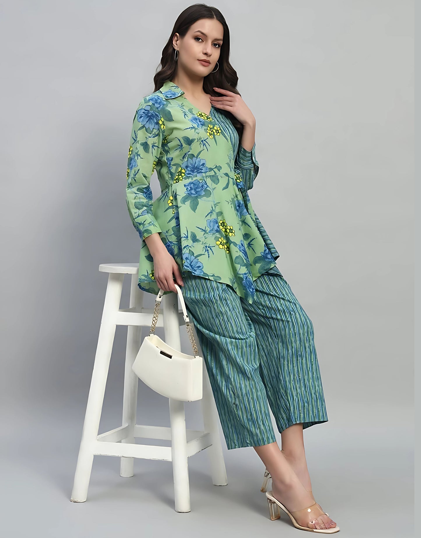 Stylish Top and Pant Coord Set - Gulabi Paridhan