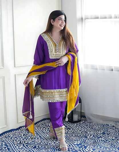 Wedding Special Heavy Gota Work Suit Set- Gulabi Paridhan