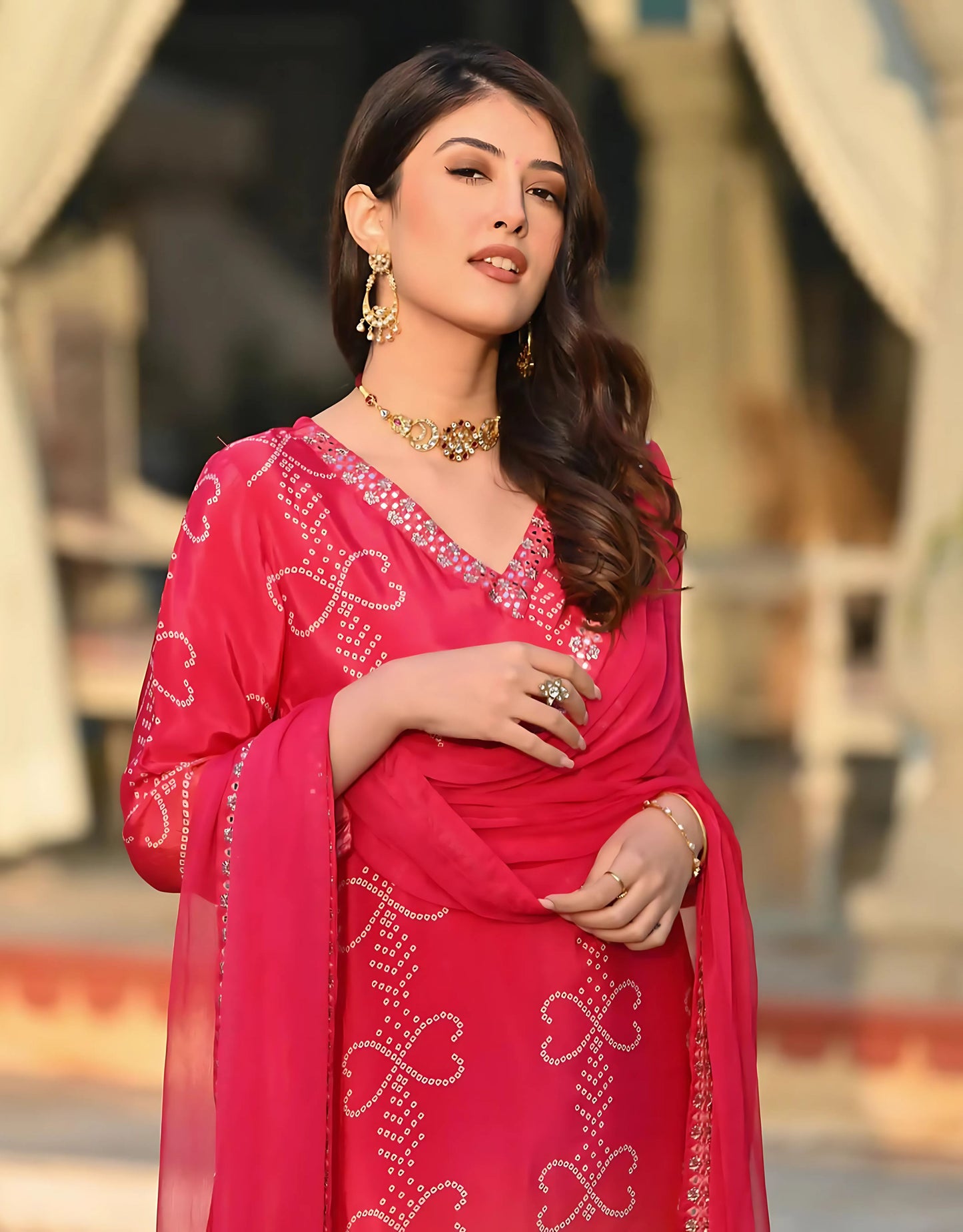 Bandhani Silk Ombre Festive Kurta Set - Gulabi Paridhan