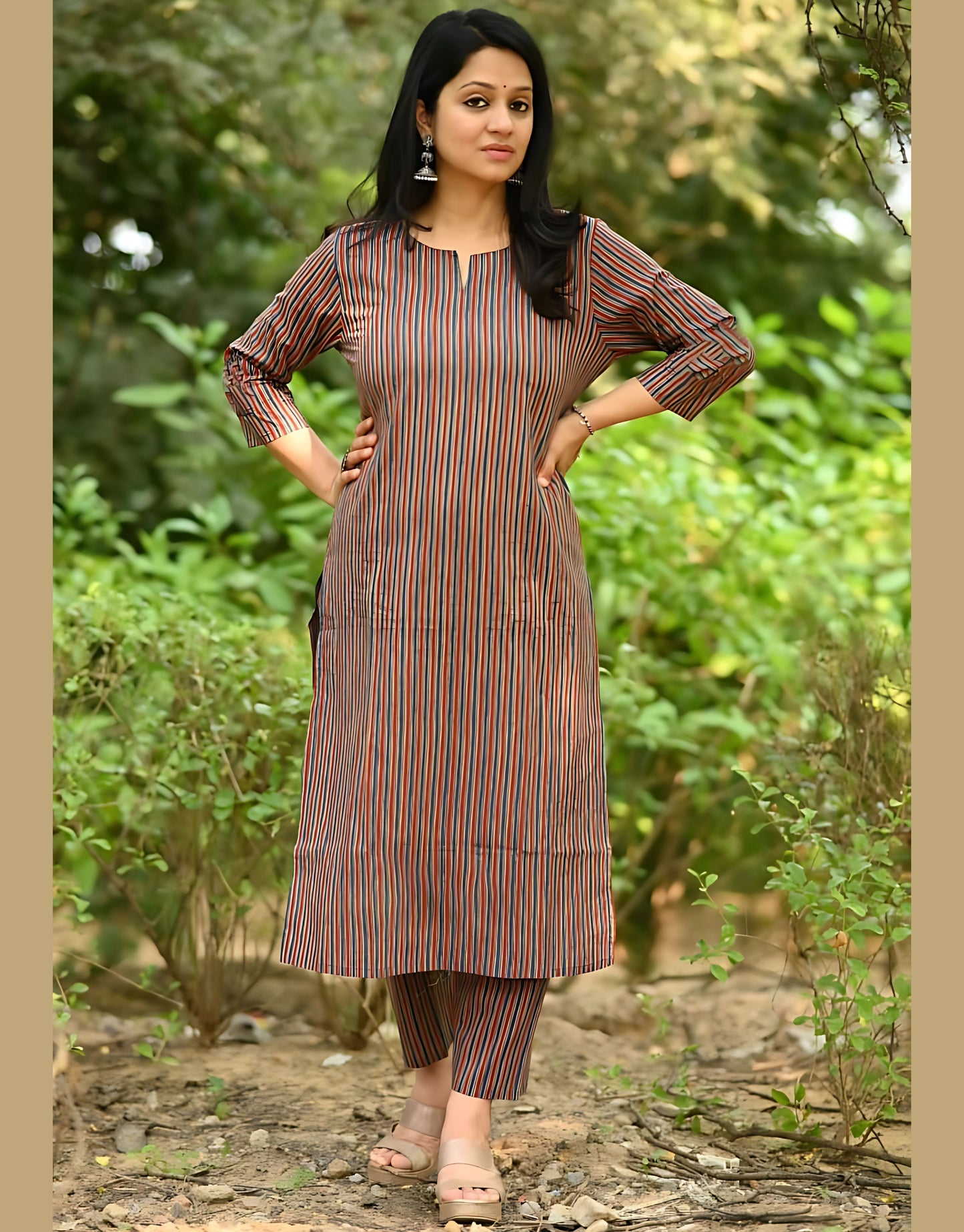 Blockprint Jaipuri Quilted Jacket Kurta Set- Gulabi Paridhan