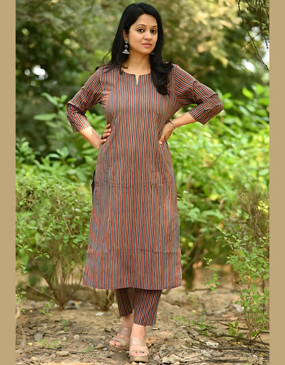 Blockprint Jaipuri Quilted Jacket Kurta Set- Gulabi Paridhan