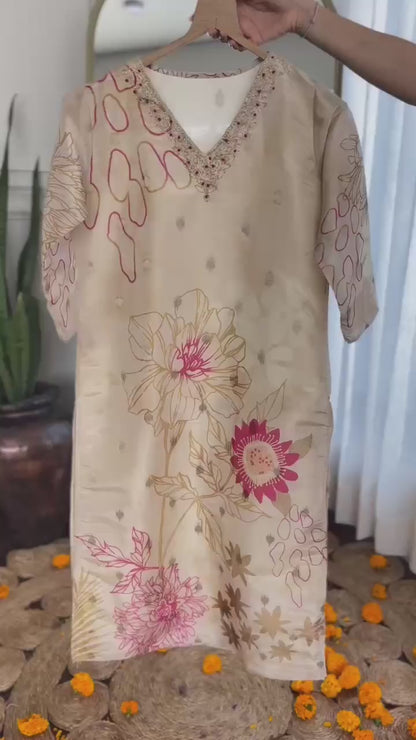 Nimisha Embroidered Floral Designer Kurta Set- Gulabi Paridhan