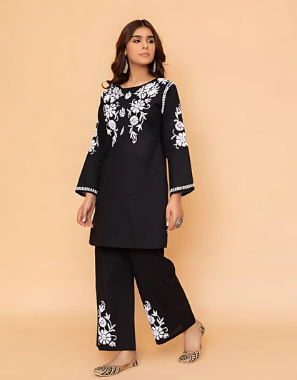 Naisha Zed Black Embroidered Coord Set- Gulabi Paridhan
